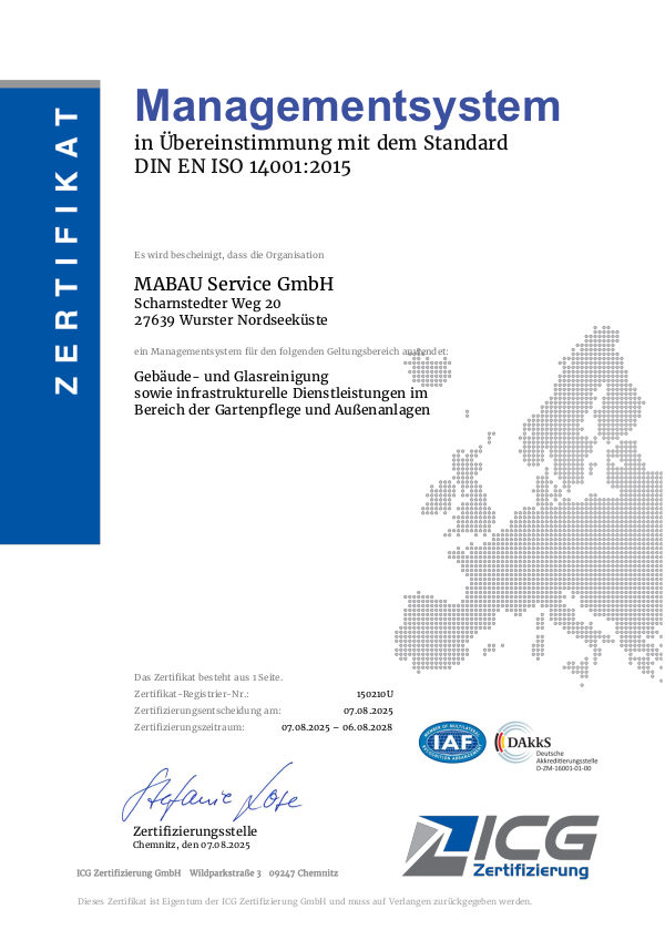 Zertifikat DIN ISO 14001