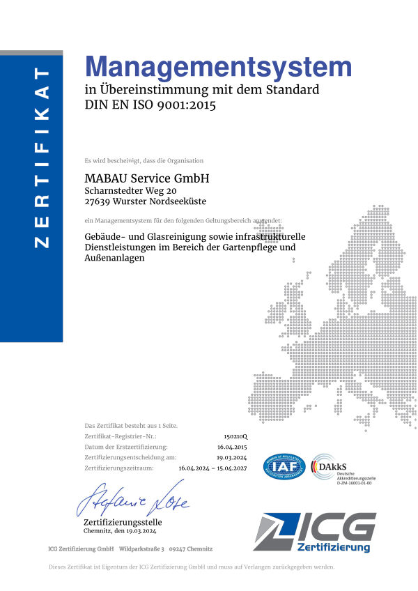 Zertifikat DIN ISO 9001
